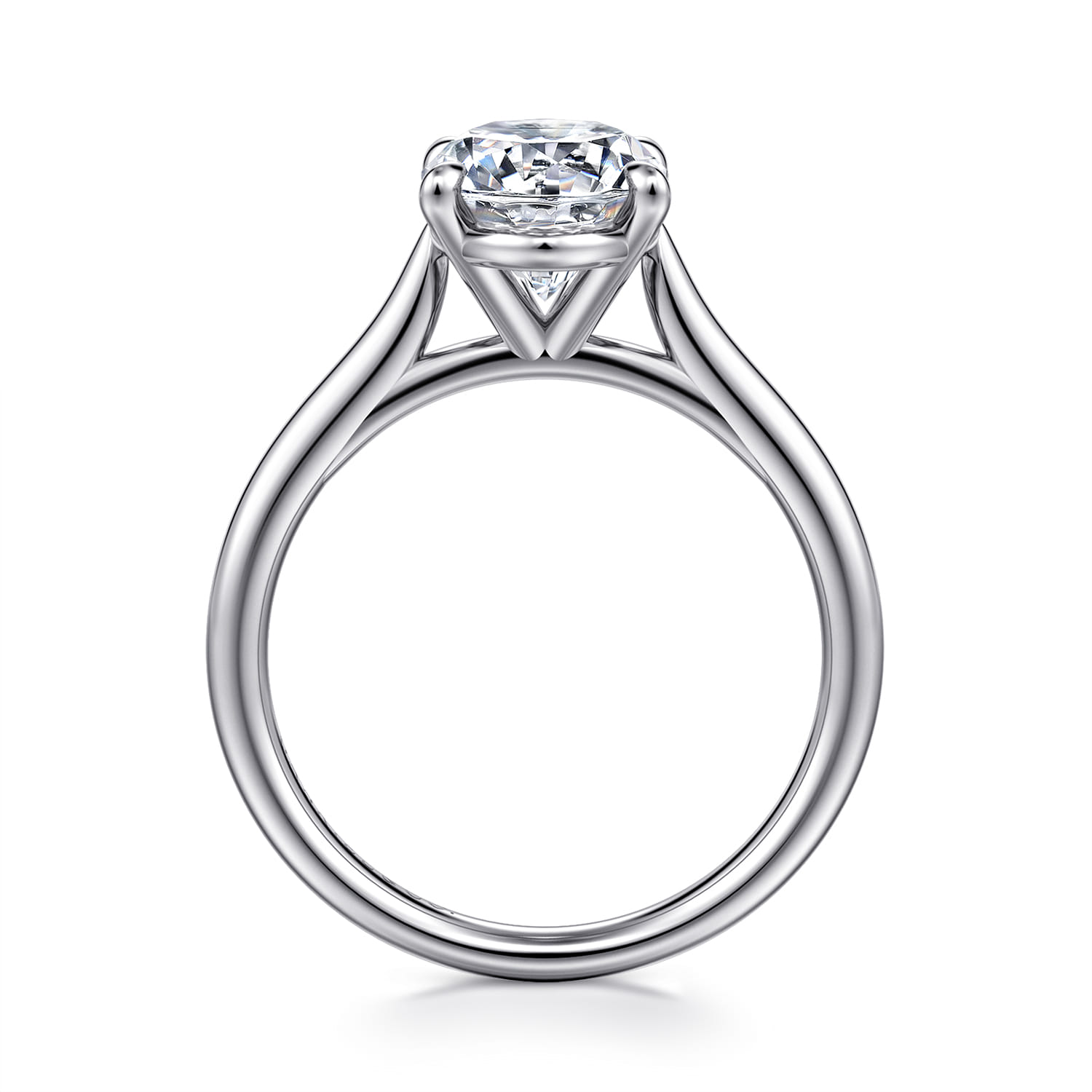 Bena - 14K White Gold Oval Solitaire Diamond Engagement Ring - Shot 2