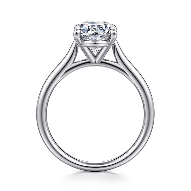 Bena - 14K White Gold Oval Solitaire Diamond Engagement Ring - Shot 2