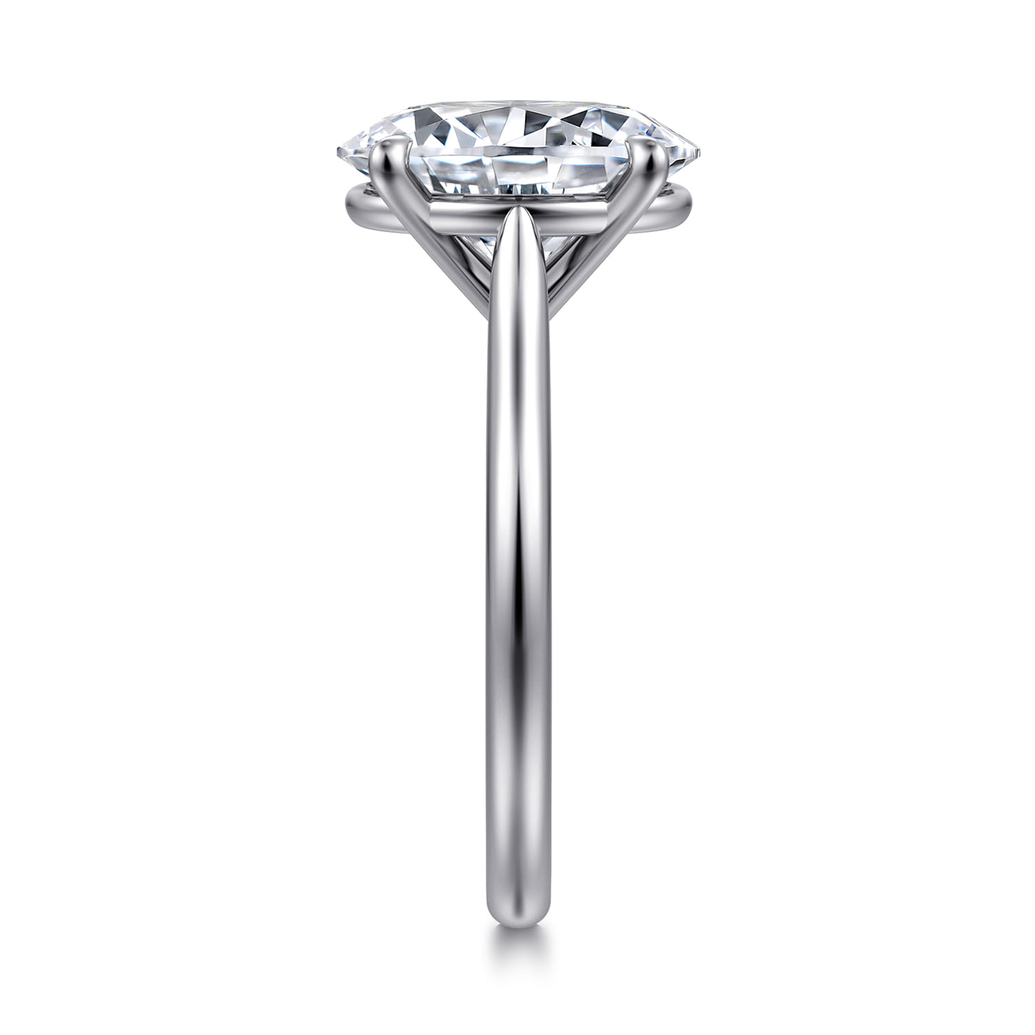 Bena - 14K White Gold Oval Solitaire Diamond Engagement Ring - Shot 5