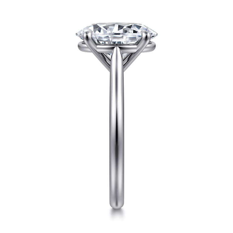 Bena - 14K White Gold Oval Solitaire Diamond Engagement Ring - Shot 5
