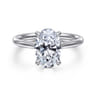 Bena - 14K White Gold Oval Solitaire Diamond Engagement Ring