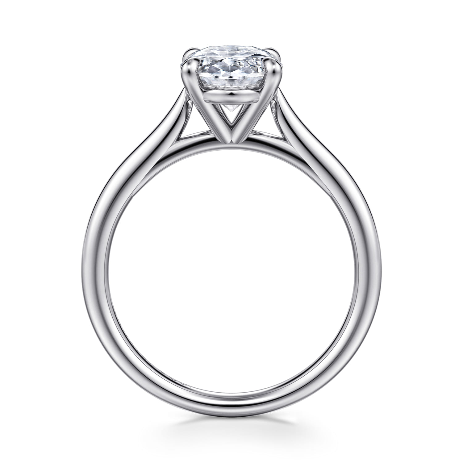 Bena - 14K White Gold Oval Solitaire Diamond Engagement Ring - Shot 2