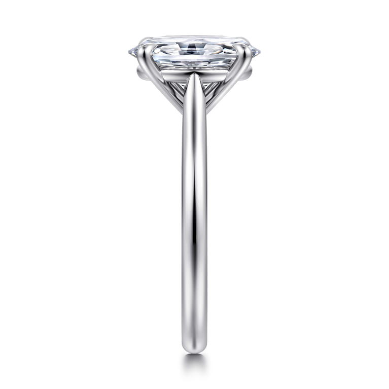 Bena - 14K White Gold Oval Solitaire Diamond Engagement Ring - Shot 5