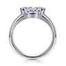 Bara - 14K White Gold Half Bezel East West Oval Diamond Engagement Ring