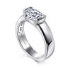 Bara - 14K White Gold Half Bezel East West Oval Diamond Engagement Ring