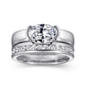 Bara - 14K White Gold Half Bezel East West Oval Diamond Engagement Ring
