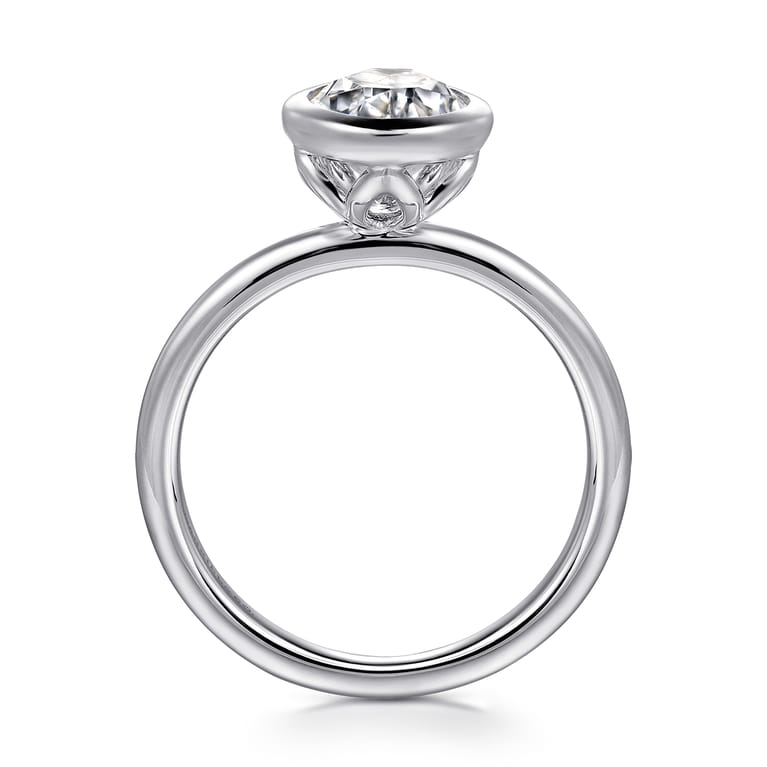 Linny - 14K White Gold Oval Bezel Set Diamond Engagement Ring - Shot 2