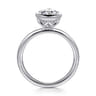 Linny - 14K White Gold Oval Bezel Set Diamond Engagement Ring