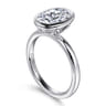 Linny - 14K White Gold Oval Bezel Set Diamond Engagement Ring