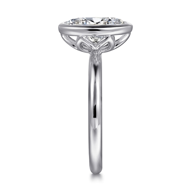 Linny - 14K White Gold Oval Bezel Set Diamond Engagement Ring - Shot 5