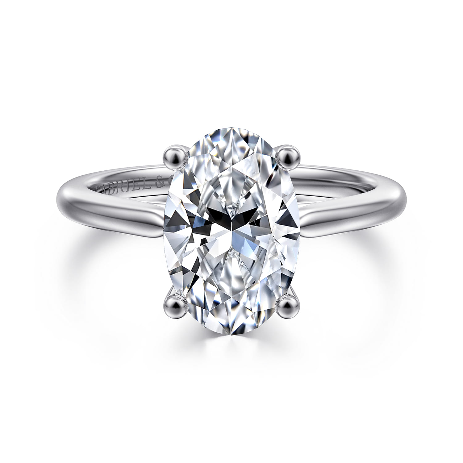 Anushka - 14K White Gold Oval Solitaire Diamond Engagement Ring - Shot 1