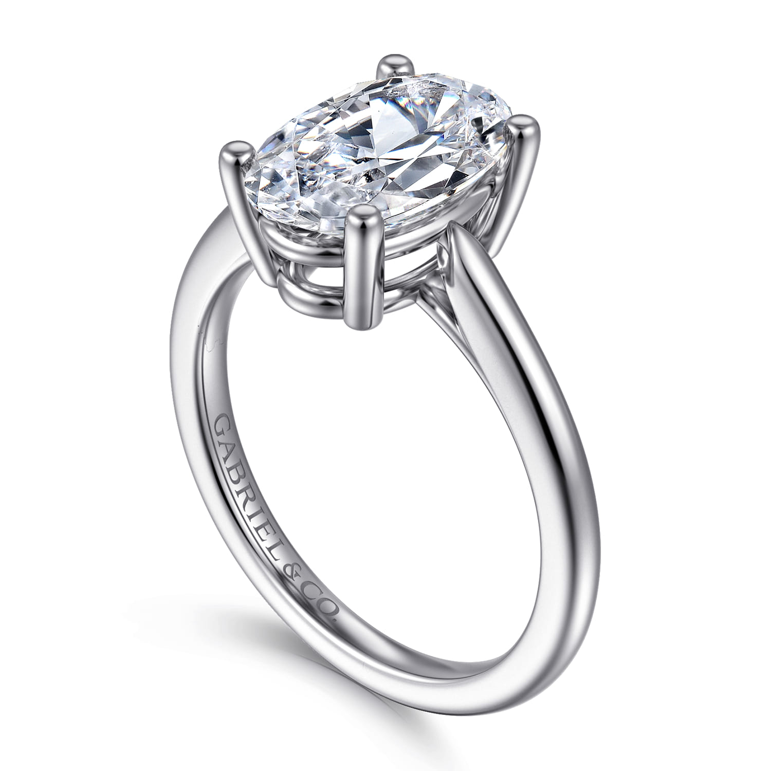 Anushka - 14K White Gold Oval Solitaire Diamond Engagement Ring - Shot 3