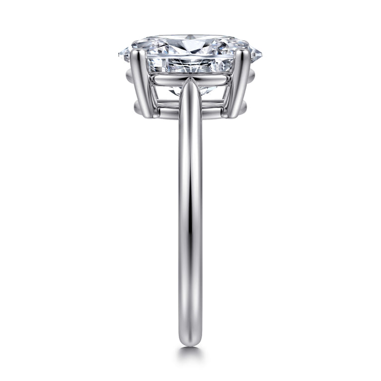 Anushka - 14K White Gold Oval Solitaire Diamond Engagement Ring - Shot 4