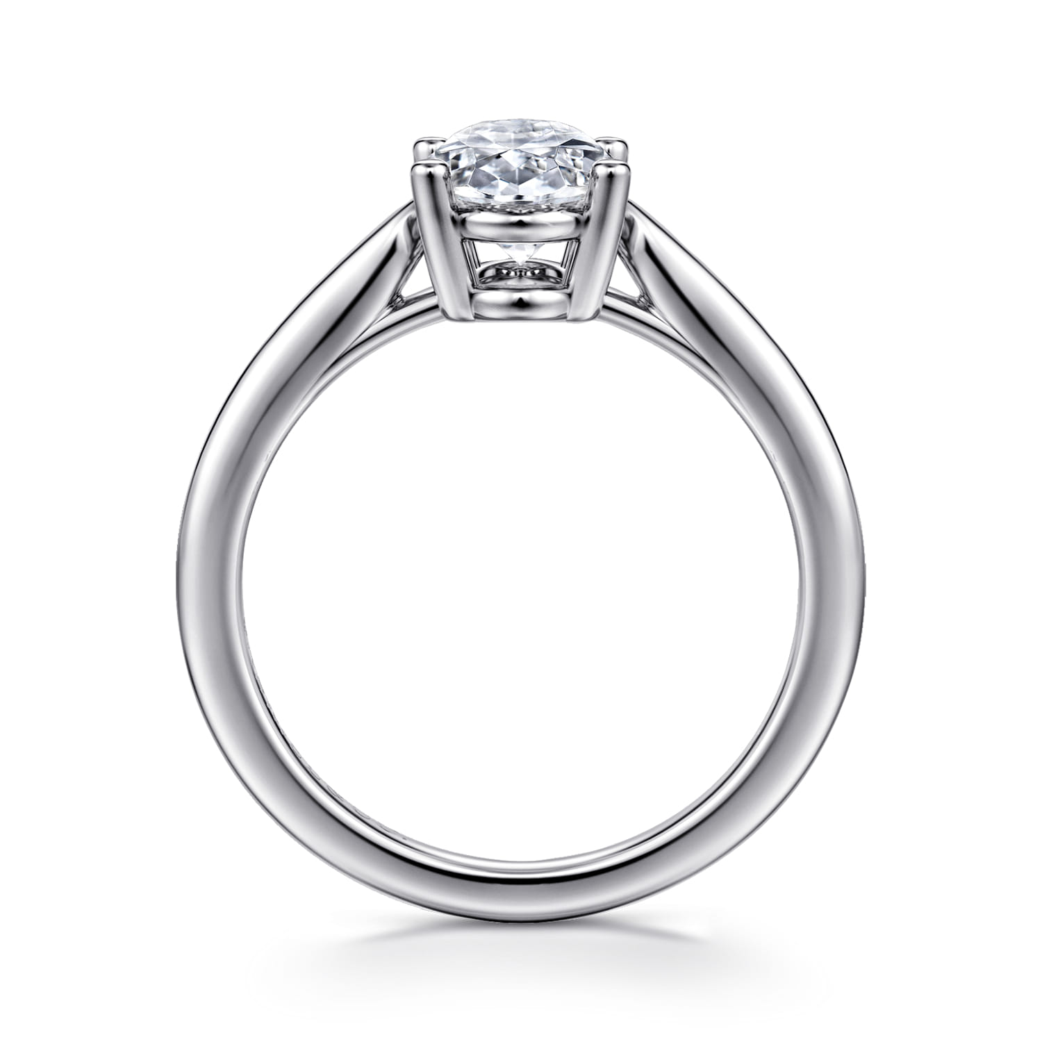 Anushka - 14K White Gold Oval Solitaire Diamond Engagement Ring - Shot 2