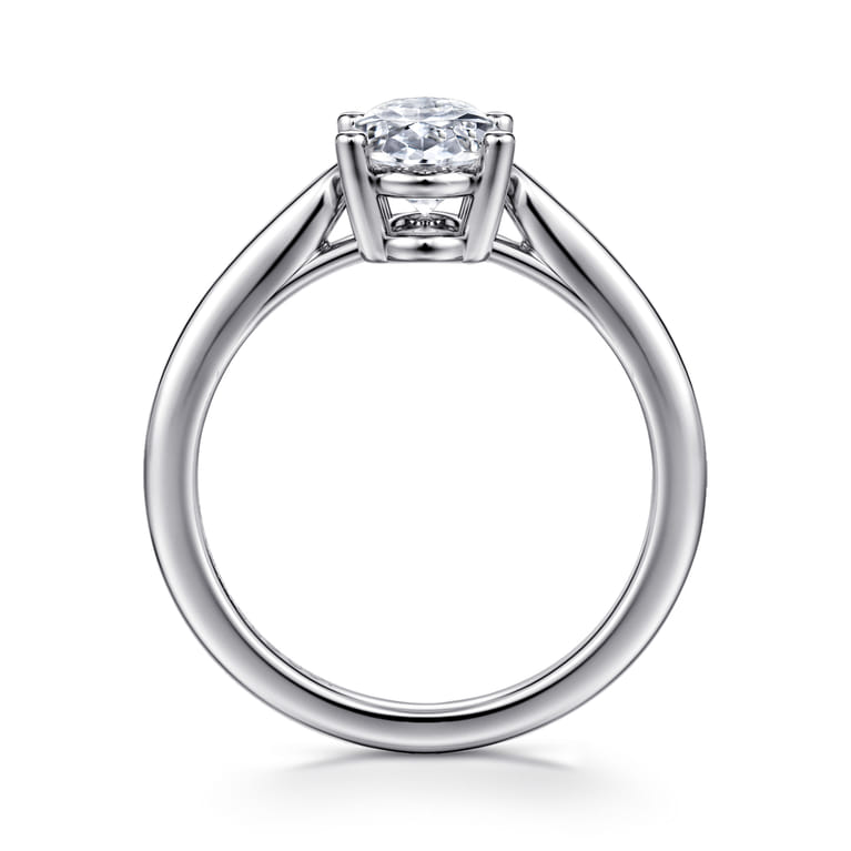 Anushka - 14K White Gold Oval Solitaire Diamond Engagement Ring - Shot 2