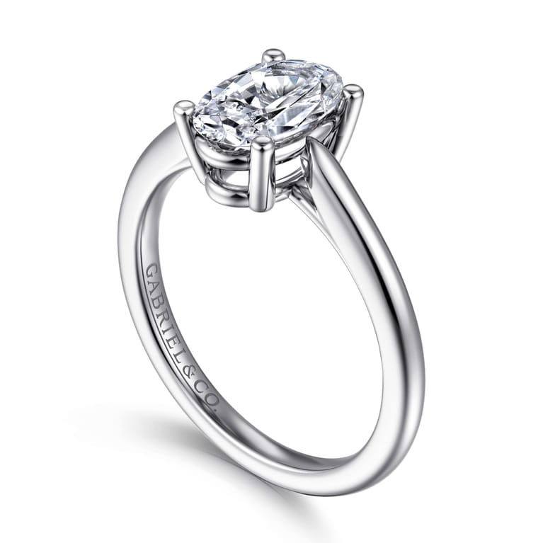 Anushka - 14K White Gold Oval Solitaire Diamond Engagement Ring - Shot 3