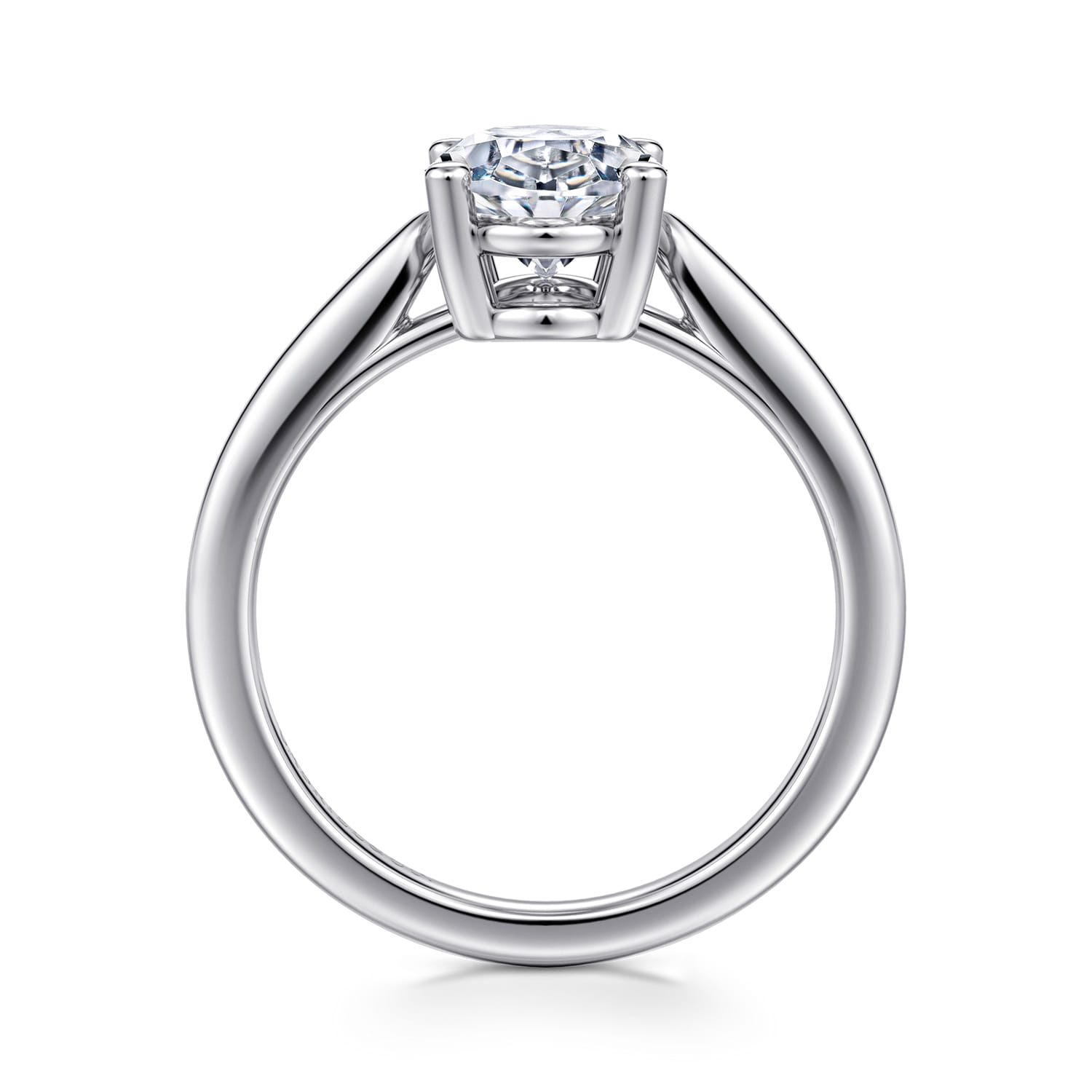 Anushka - 14K White Gold Oval Solitaire Diamond Engagement Ring - Shot 2
