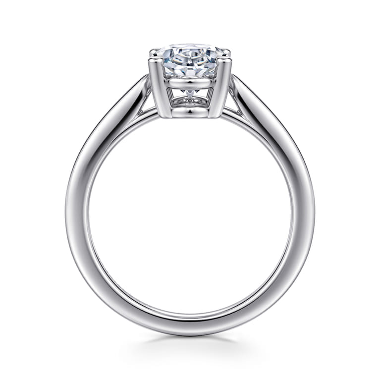 Anushka - 14K White Gold Oval Solitaire Diamond Engagement Ring - Shot 2