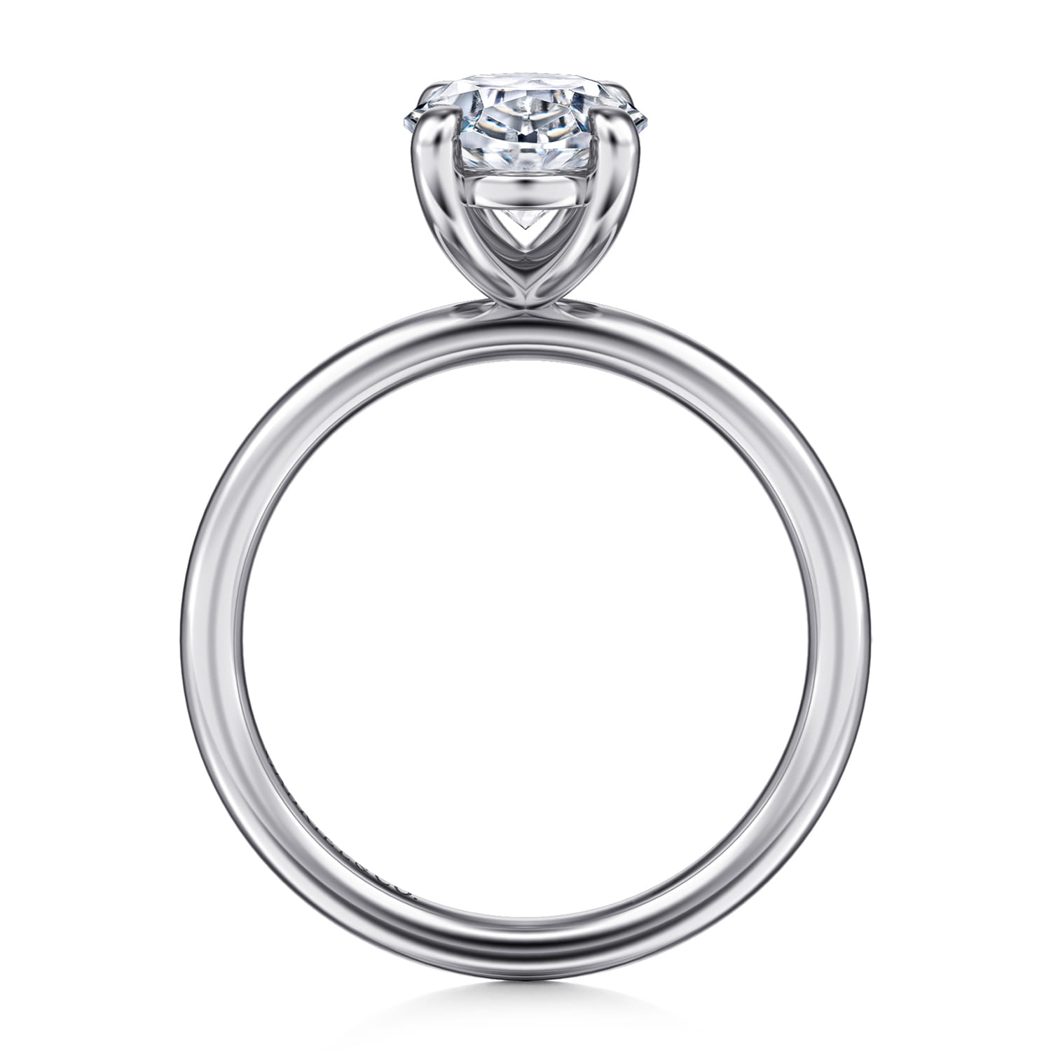 Tiana - 14K White Gold Oval Solitaire Diamond Engagement Ring - Shot 2
