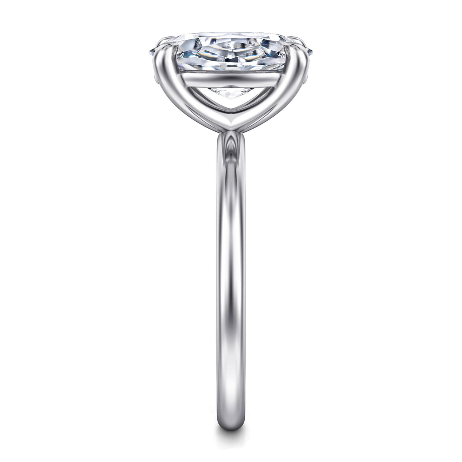 Tiana - 14K White Gold Oval Solitaire Diamond Engagement Ring - Shot 4