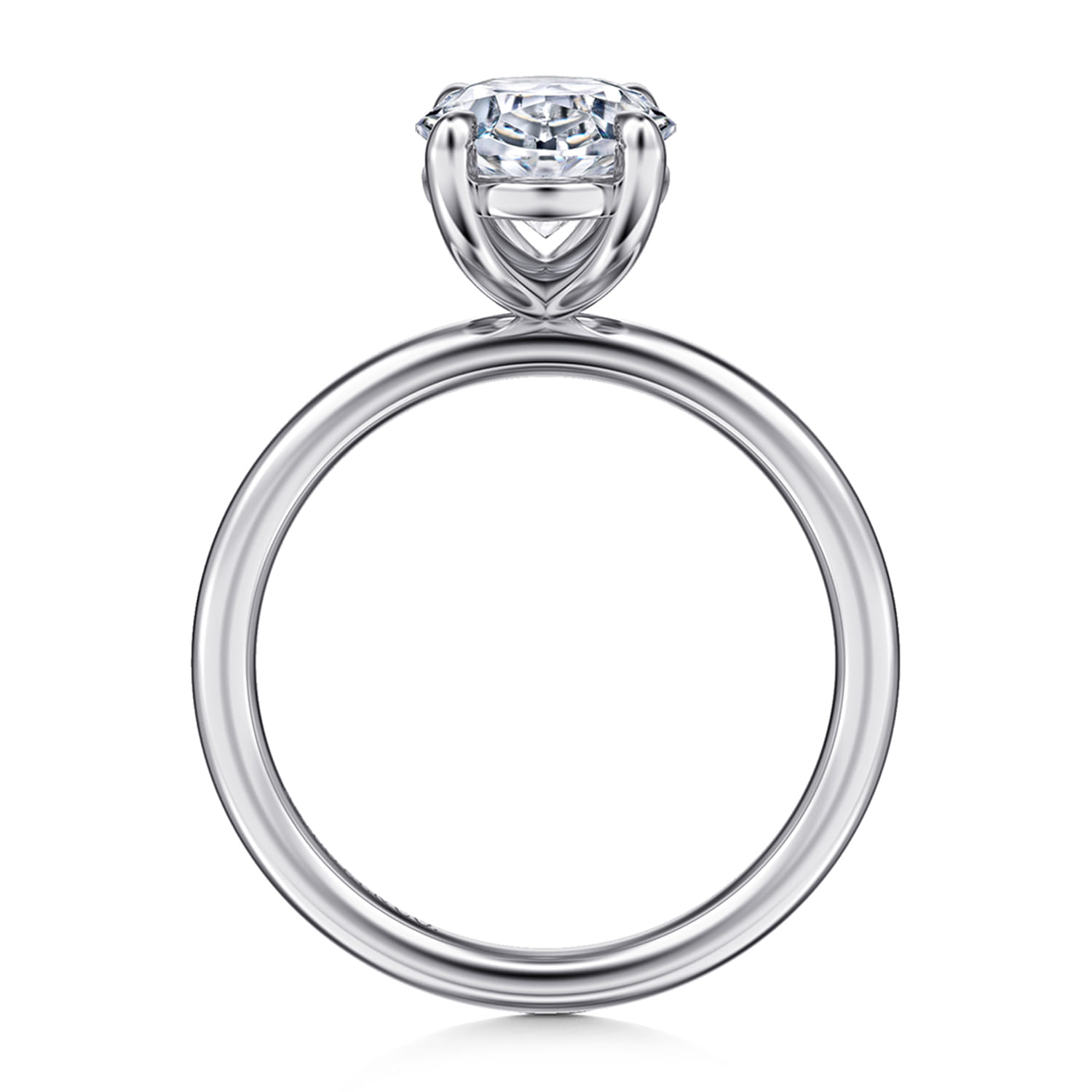 Tiana - 14K White Gold Oval Solitaire Diamond Engagement Ring - Shot 2