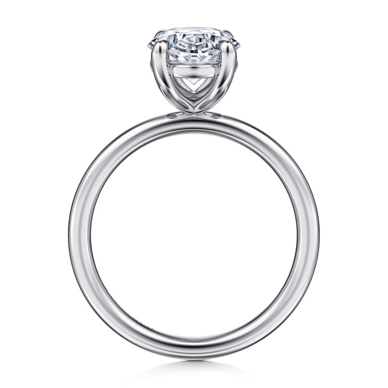Tiana - 14K White Gold Oval Solitaire Diamond Engagement Ring - Shot 2