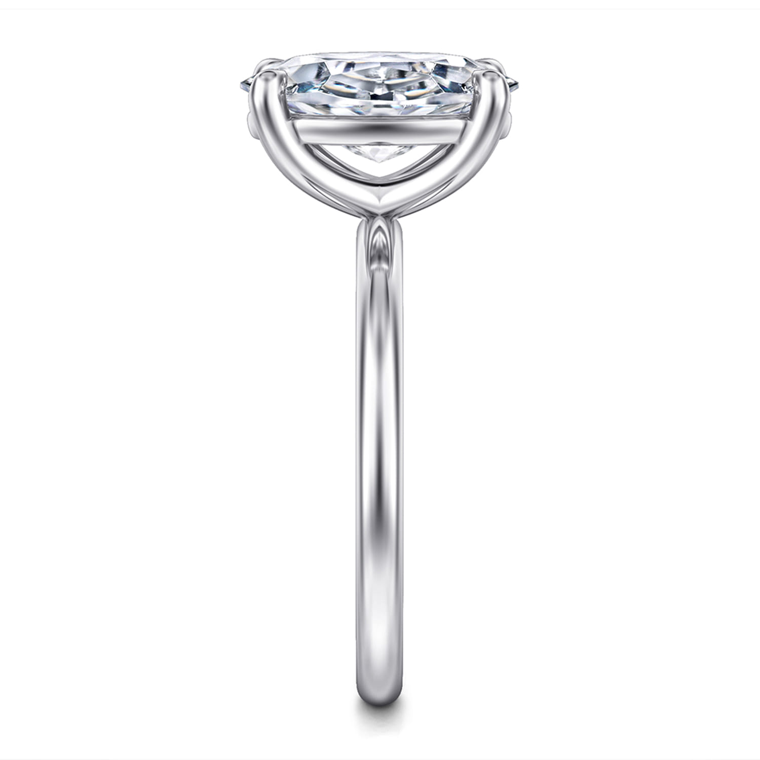 Tiana - 14K White Gold Oval Solitaire Diamond Engagement Ring - Shot 5