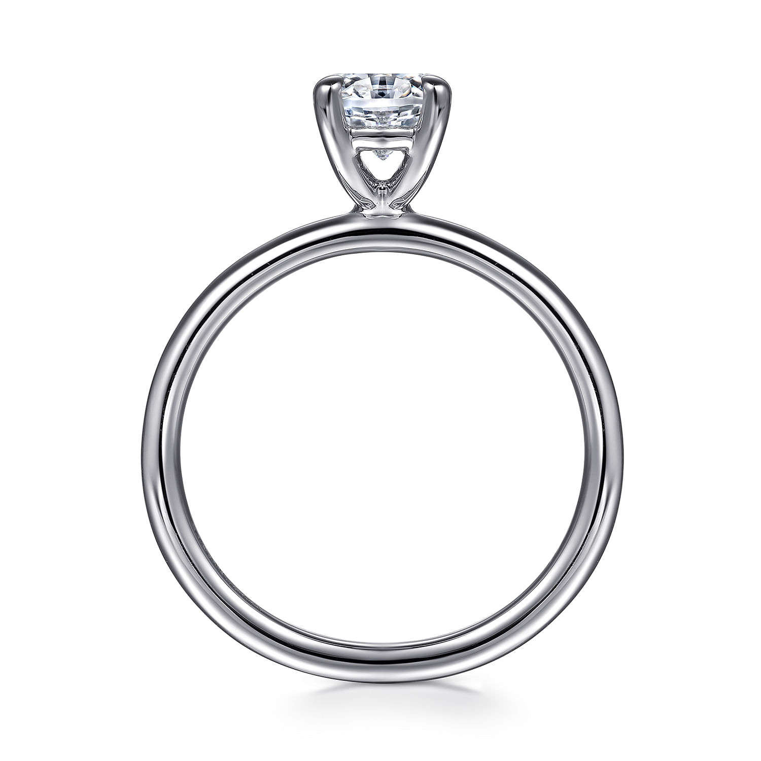 Tiana - 14K White Gold Oval Solitaire Diamond Engagement Ring - Shot 2