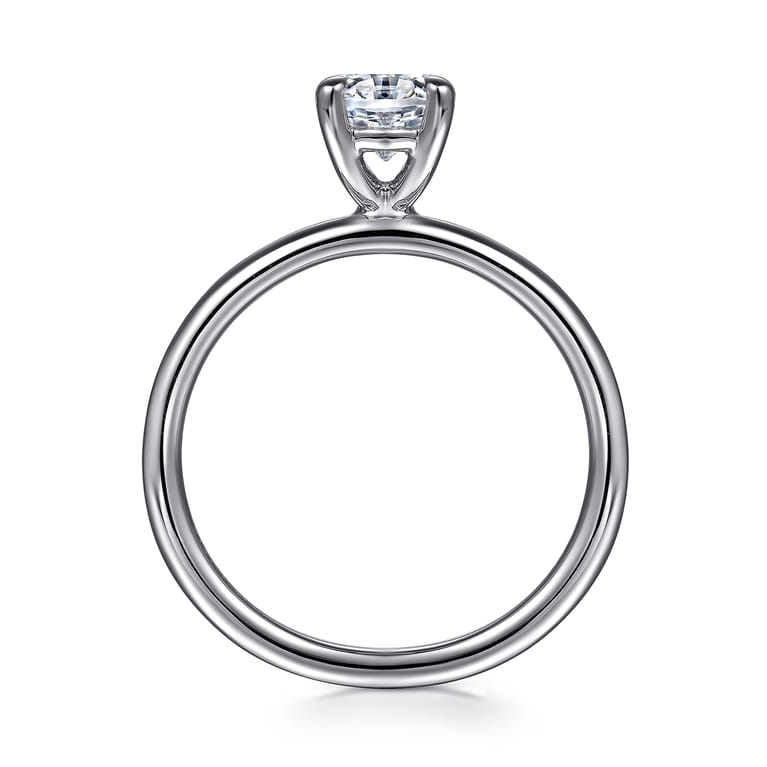 Tiana - 14K White Gold Oval Solitaire Diamond Engagement Ring - Shot 2