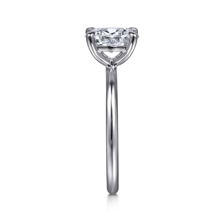 Tiana - 14K White Gold Oval Solitaire Diamond Engagement Ring - Shot 5