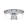 Tiana - 14K White Gold Oval Solitaire Diamond Engagement Ring