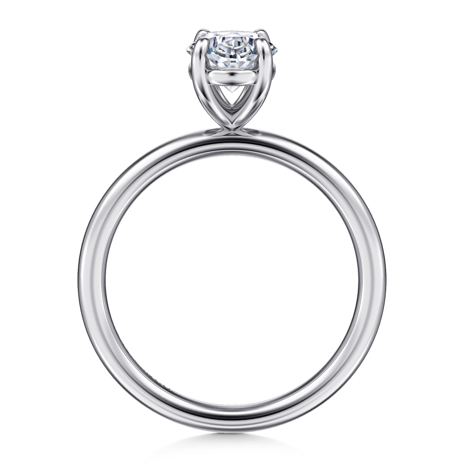 Tiana - 14K White Gold Oval Solitaire Diamond Engagement Ring - Shot 2