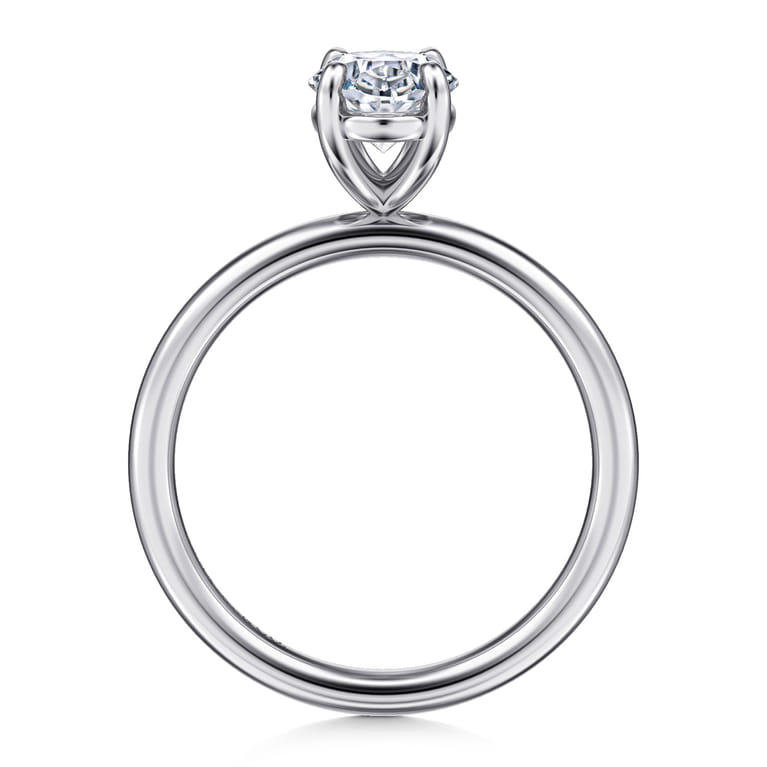Tiana - 14K White Gold Oval Solitaire Diamond Engagement Ring - Shot 2