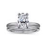 Tiana - 14K White Gold Oval Solitaire Diamond Engagement Ring