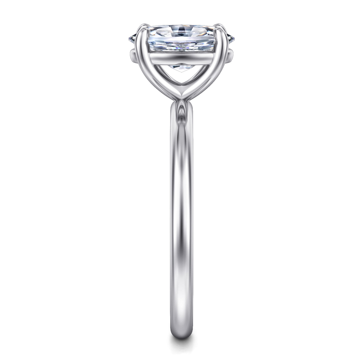 Tiana - 14K White Gold Oval Solitaire Diamond Engagement Ring - Shot 5