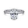 Tiana - 14K White Gold Oval Solitaire Diamond Engagement Ring