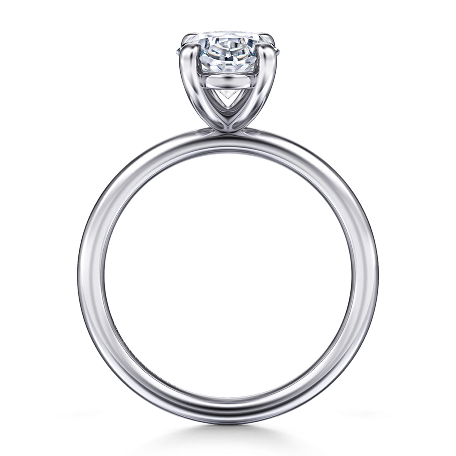 Tiana - 14K White Gold Oval Solitaire Diamond Engagement Ring - Shot 2