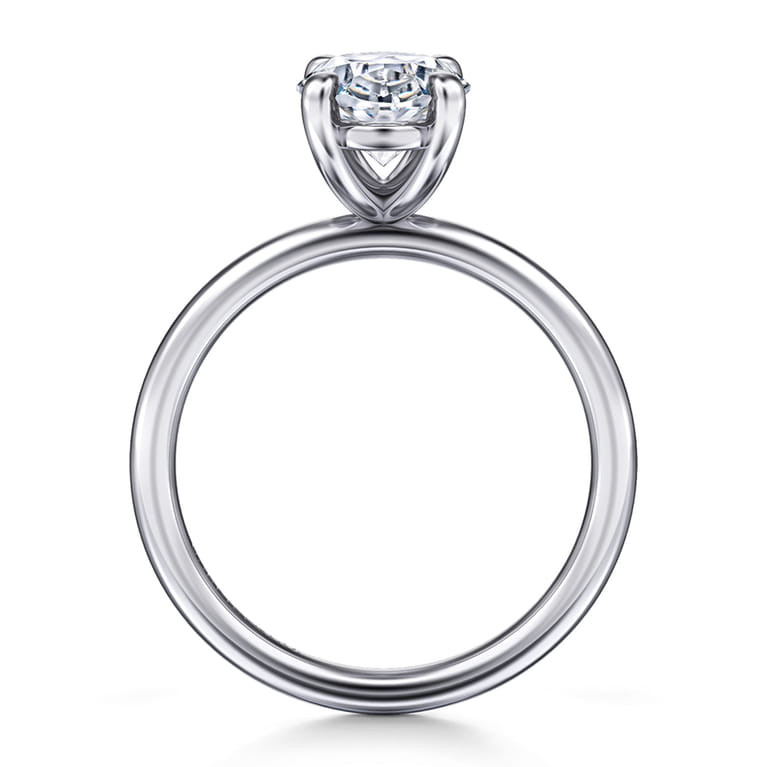 Tiana - 14K White Gold Oval Solitaire Diamond Engagement Ring - Shot 2