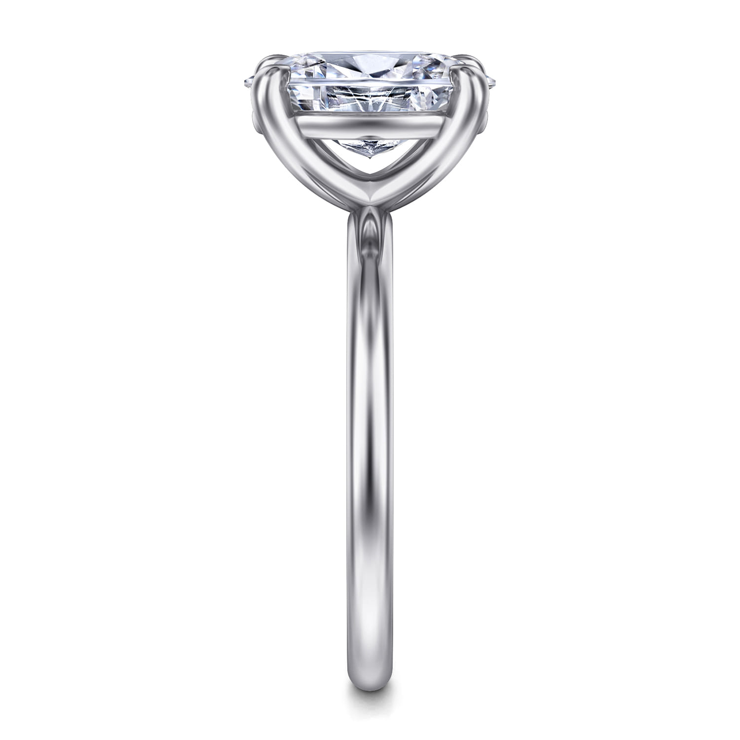 Tiana - 14K White Gold Oval Solitaire Diamond Engagement Ring - Shot 4