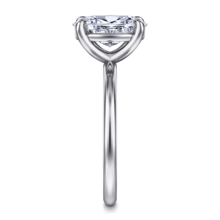 Tiana - 14K White Gold Oval Solitaire Diamond Engagement Ring - Shot 4