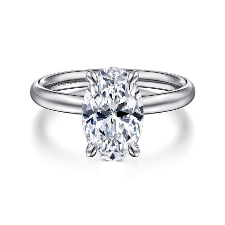 Unite - 14K White Gold Oval Cut Solitaire Diamond Engagement Ring - Shot 1