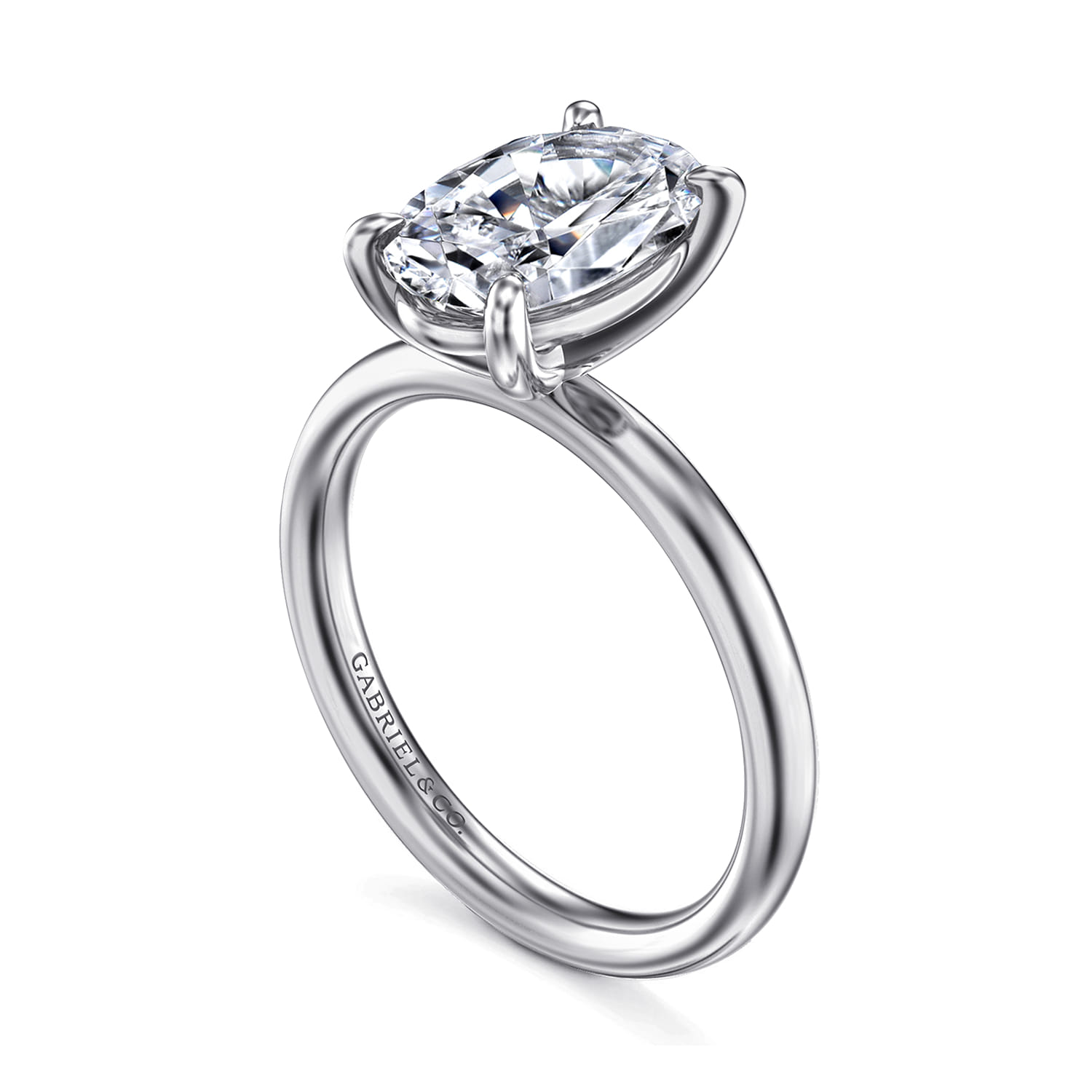 Unite - 14K White Gold Oval Cut Solitaire Diamond Engagement Ring - Shot 3