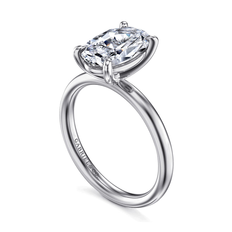 Unite - 14K White Gold Oval Cut Solitaire Diamond Engagement Ring - Shot 3