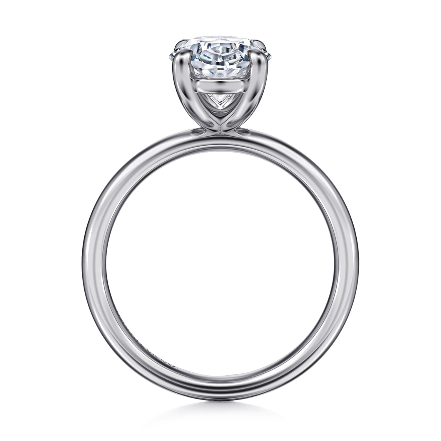 Unite - 14K White Gold Oval Solitaire Diamond Engagement Ring - Shot 2