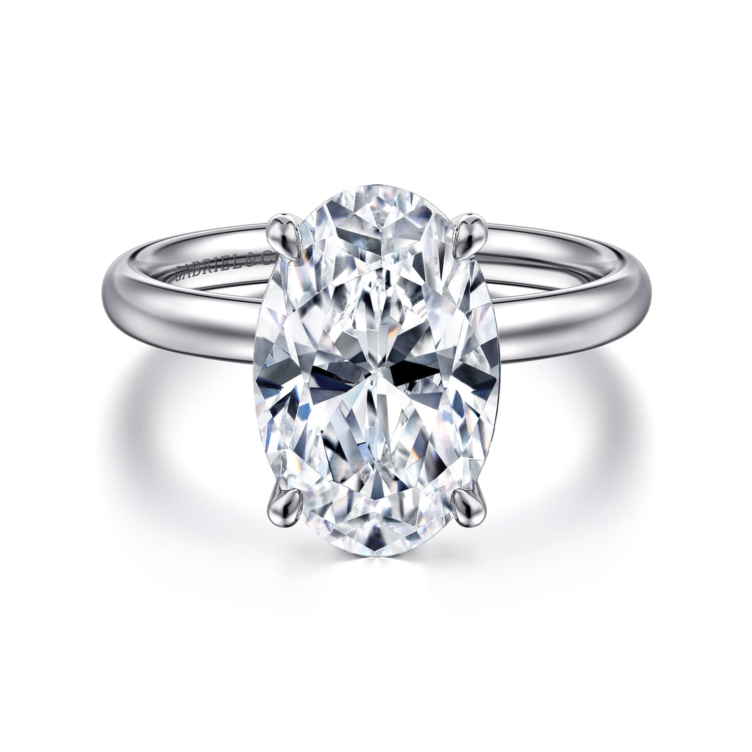 Unite - 14K White Gold Oval Solitaire Diamond Engagement Ring - Shot 1