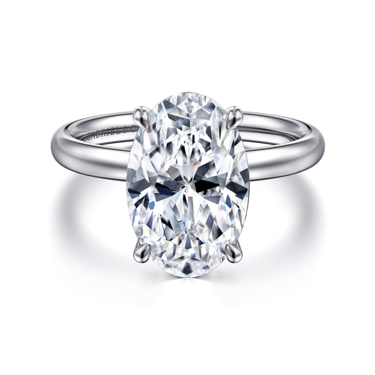 Unite - 14K White Gold Oval Solitaire Diamond Engagement Ring - Shot 1