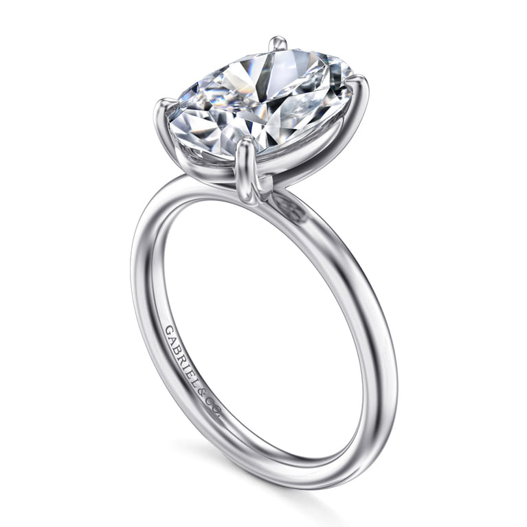 Unite - 14K White Gold Oval Solitaire Diamond Engagement Ring - Shot 3