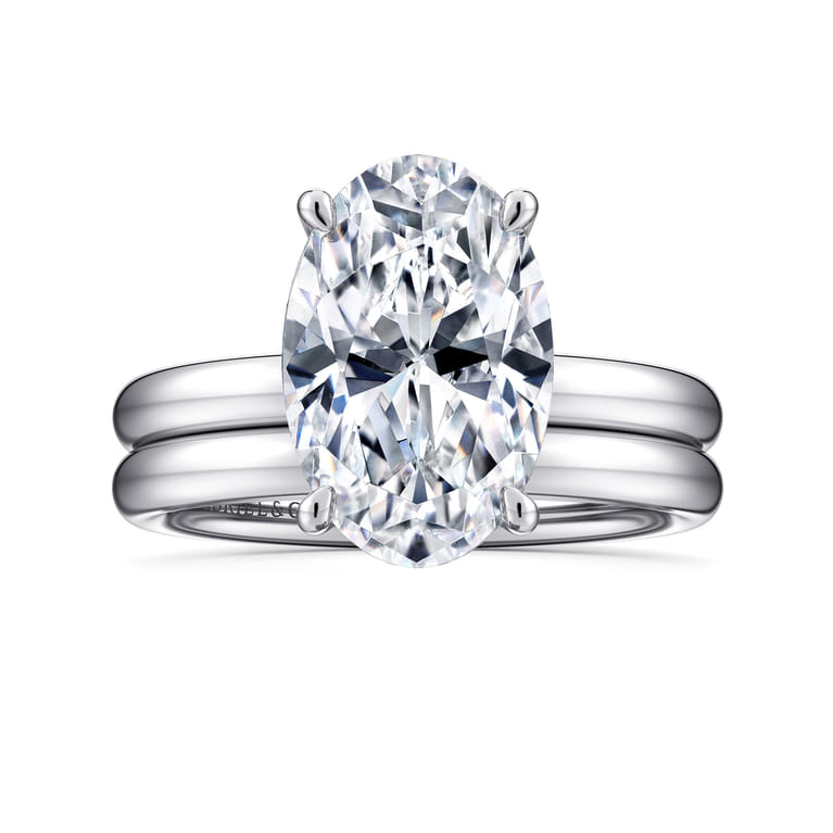 Unite - 14K White Gold Oval Solitaire Diamond Engagement Ring - Shot 4