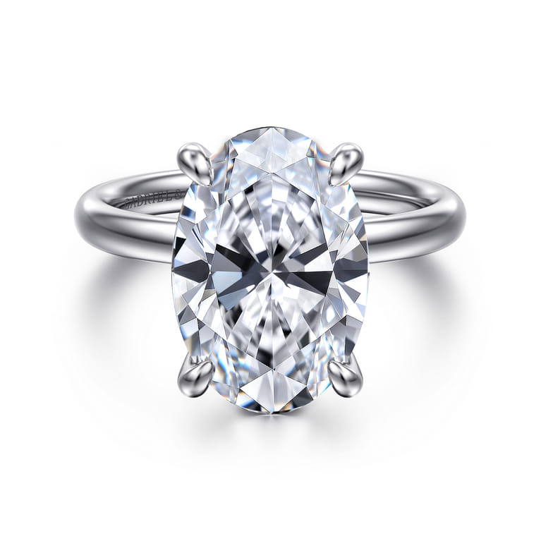 Unite - 14K White Gold Oval Solitaire Diamond Engagement Ring - Shot 1