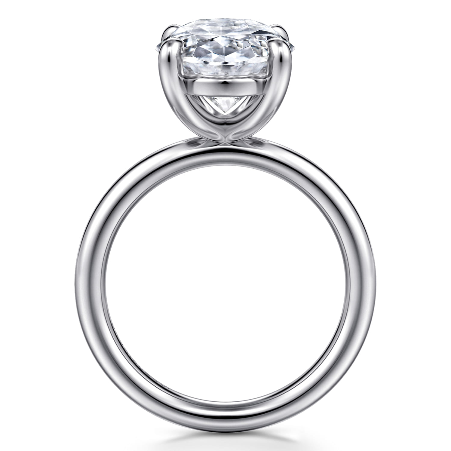 Unite - 14K White Gold Oval Solitaire Diamond Engagement Ring - Shot 2